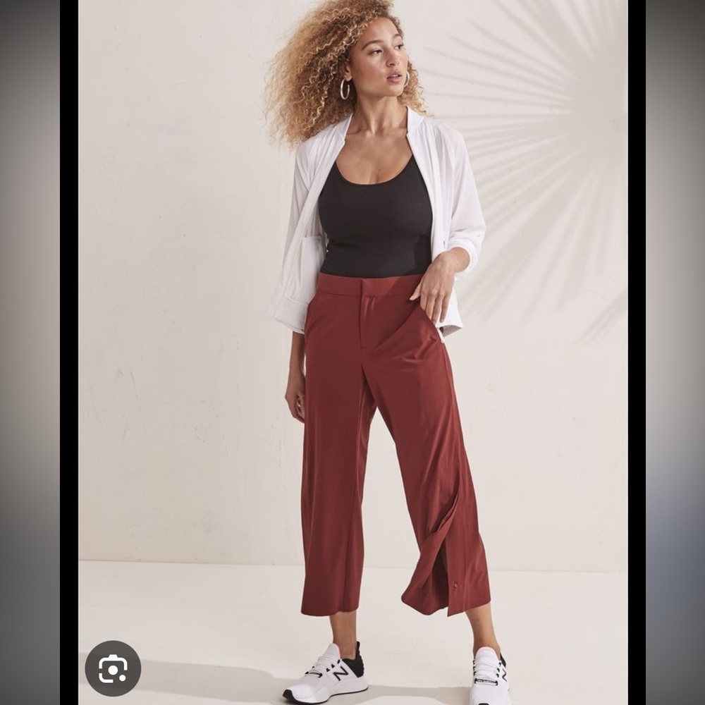 Athleta Tribeca crop pant: Women's Wide-Leg Split-Hem Pants - Rust
